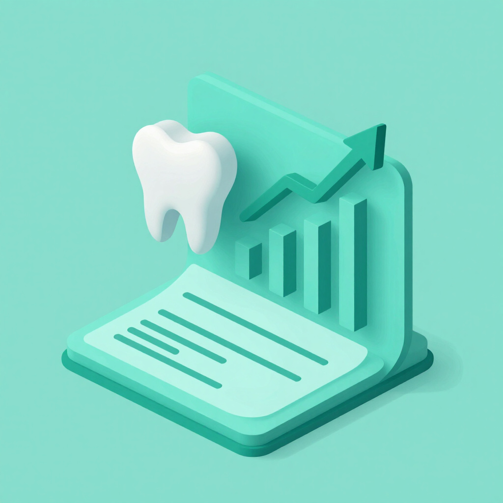 Content marketing for dental clinics — isometric 3D illustration of blog posts, articles and patient education content