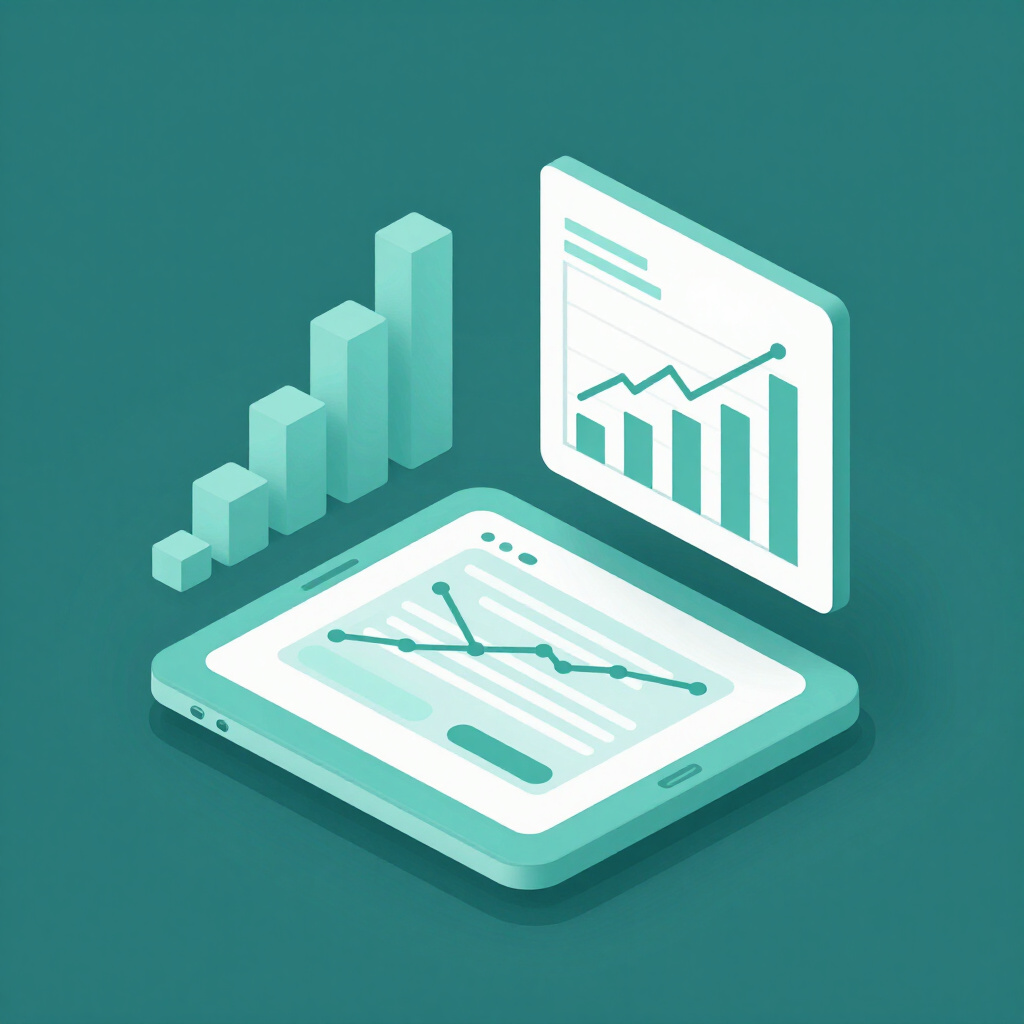 SEO reporting and analytics dashboard for dental practices — isometric 3D illustration of charts, rankings and call tracking